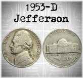 1953 D Jefferson Nickel Average Circulated VG-Fine
