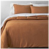 Warm Brown Linen Blend Comforter & Sham Set