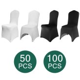 Chic Stretch Chair Wraps - Elegant White and Black Covers for Weddings and Events