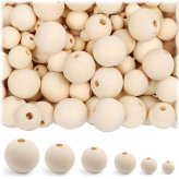 Natural Wood Round Bead Set