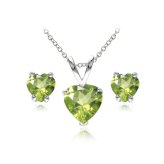 Peridot Heart Duo in Sterling Silver