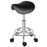 Black Adjustable Saddle Stool Chair