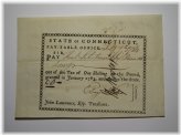 Colonial Currency Note: 1784 Connecticut Pay Table Office - Wales/Rogers