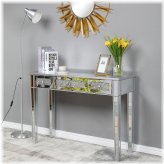 Diamond Mirrored Vanity Console with Drawers and Makeup Desk