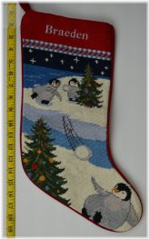 Arctic Penguin Monogrammed Christmas Stocking