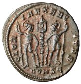 GLORIA EXERCITVS Soldiers" Constantinople Roman Coins