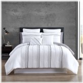 Delphi Stripe Comforter & Sheets Set - White/Gray