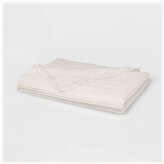 Ivory Waffle Weave Fringed Bed Throw