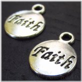 Antiqued Silver Faith Charm Pendants