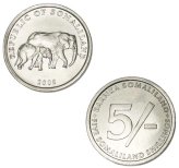 Somaliland 5 Shillings 2005 KM19 Elephant W/ Baby UNC