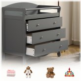 Gray Diaper Changing Station with 3 Drawers