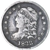 Pristine Capped Bust Half Dime from 1833