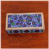 Gilded Enamel Sterling Silver Box with Foliate and Floral Design