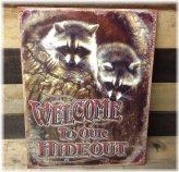 Rustic Raccoon Hideout Sign