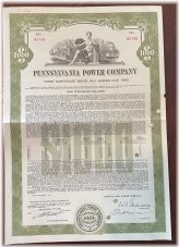 Power Bond Stock Certificate - 1962 Pennsylvania