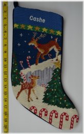 Cozy Reindeer Needlepoint Stocking