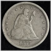 Seated Liberty Twenty Cent Piece - 1875-S/S CHOICE VF E398 TCMU