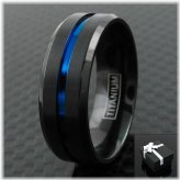 Thin Blue Line Titanium Band