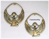 Isis Egyptian Charms - Set of 2 Antiqued Gold Pieces with Top Hang Hole