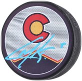 Autographed Colorado Avalanche Reverse Retro Puck by Cale Makar