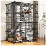 Feline Haven: 4-Tier Wire Enclosure with Hammock