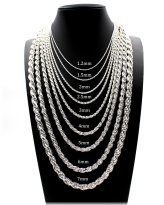 Silver Diamond-Cut Rope Chain Collection