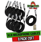 FAT TOAD Pro Audio XLR Mic Cables (8 Pack, 20ft)