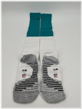 Aqua and White Nike Game Socks from the 2018 Miami Dolphins Season