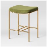 Olive Green Velvet Brass Leg Stool