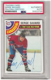 Hall of Fame Autographed 1978-79 Canadiens Topps Card by Serge Savard (PSA DNA Certified)