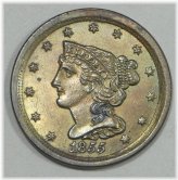 Copper Braided Locks 1855 Half Cent