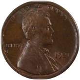 1921 Lincoln Wheat Cent Borderline Unc Obv Lamination Error