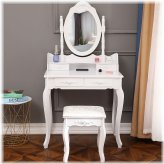 White Drawer Dressing Table Set with Mirror