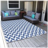 Steel Blue Geometric Outdoor Rug