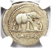 Ancient Silver Denarius: Julius Caesar's Elephant Coin (49 BC)