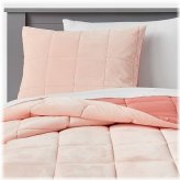Windowpane Velvet Pink Comforter Set