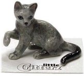 Silver Russian Blue Miniature Feline Statue