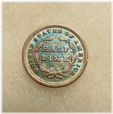 1838 Seated Half Dime - No Drapery Large Stars - Toned AU Coin