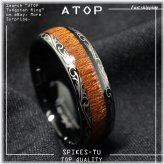 Koa Wood Inlay Tungsten Ring for Men