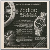 Zodiac Sea Wolf Diving Watch Vintage Print Ad