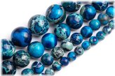 Imperial Jasper Round Beads - Deep Blue Sea Sediment