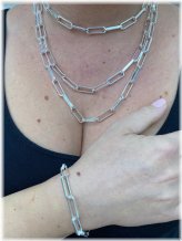 Paperclip Chain and Bracelet Set in Solid Sterling Silver