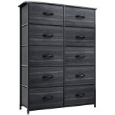 Charcoal Black 10-Drawer Dresser and Nightstand Organizer