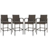 Wicker Barstool Set in Brown