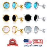 Stainless Steel Screw Back Stud Earrings