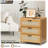 Bamboo Bedside Cabinet with Three Drawers