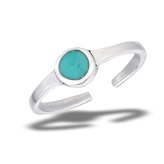 Turquoise Stackable Toe Ring in Sterling Silver