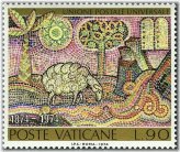 Vatican UPU Centennial Lamb Sheep Mosaic Commandments Palm Stamp