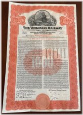 Virginian Railway Company Historical Bond Certificate