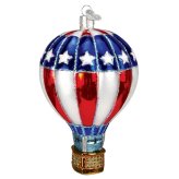 Patriotic Hot Air Balloon Glass Ornament